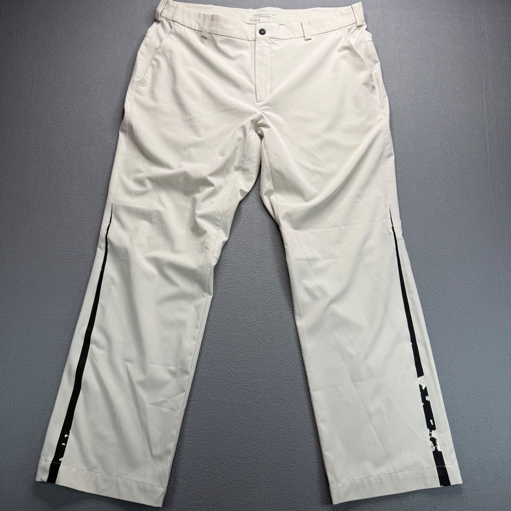 Nike Golf Pants Mens 36x30 Beige Tour Performance Side Stripe 509742-072